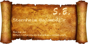 Sternheim Balambér névjegykártya